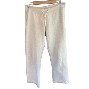 Brandy Melville Anastasia Sweatpants Oatmeal Heather Grey Raw Hem Drawstring OS